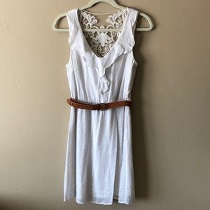 White lace dress with belt